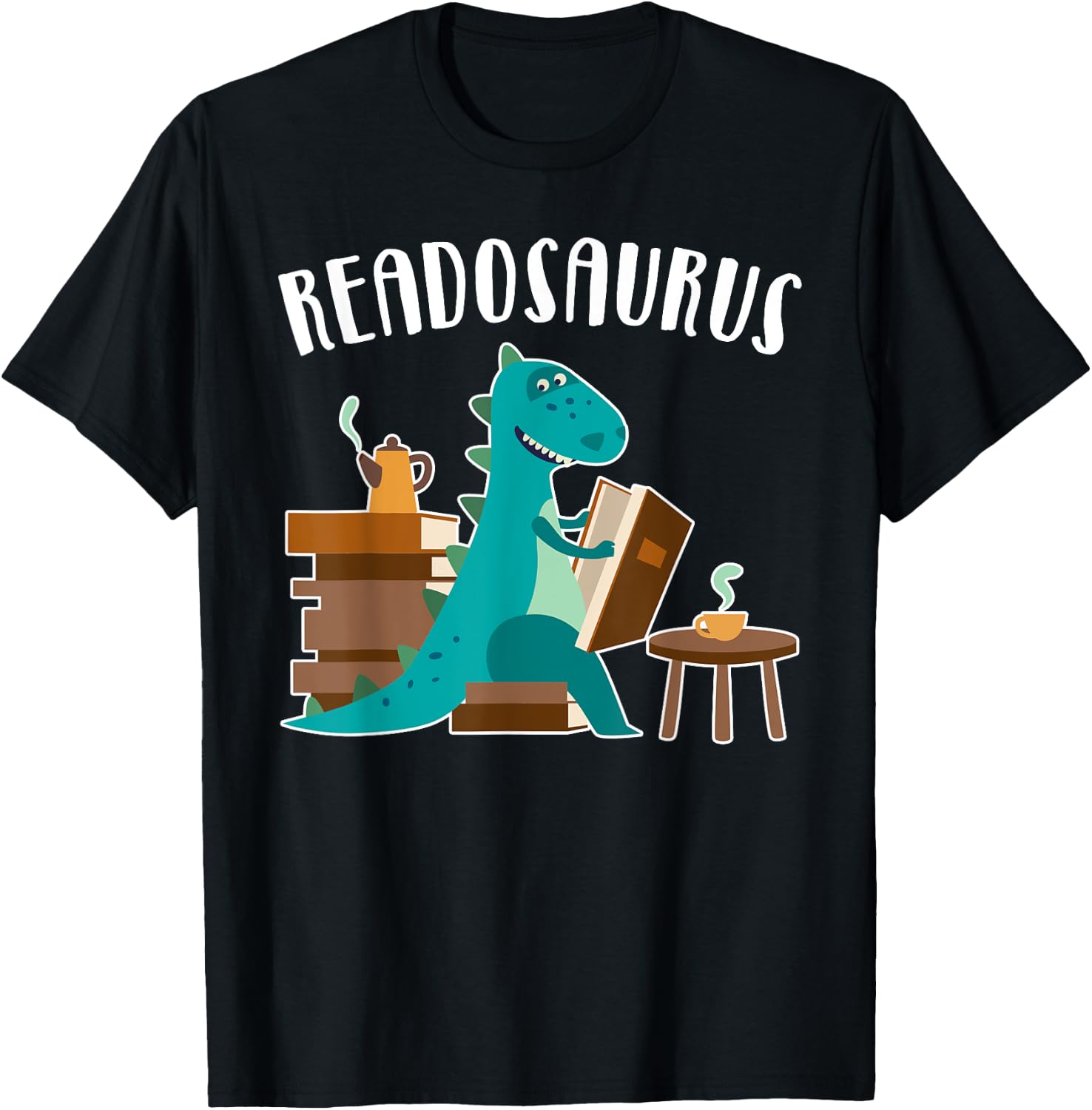Funny Book Lover Readosaurus Dinosaur Reading Books Boy Girl T-Shirt - T-Shirt | Black