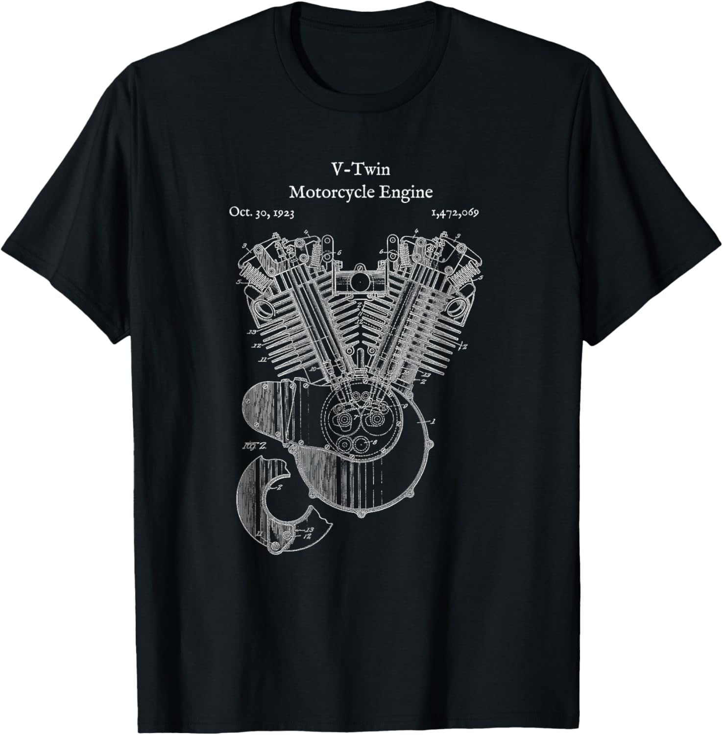 Vintage V-Twin Motorcycle Engine Shirt - Street Bike T-Shirt - T-Shirt | Black