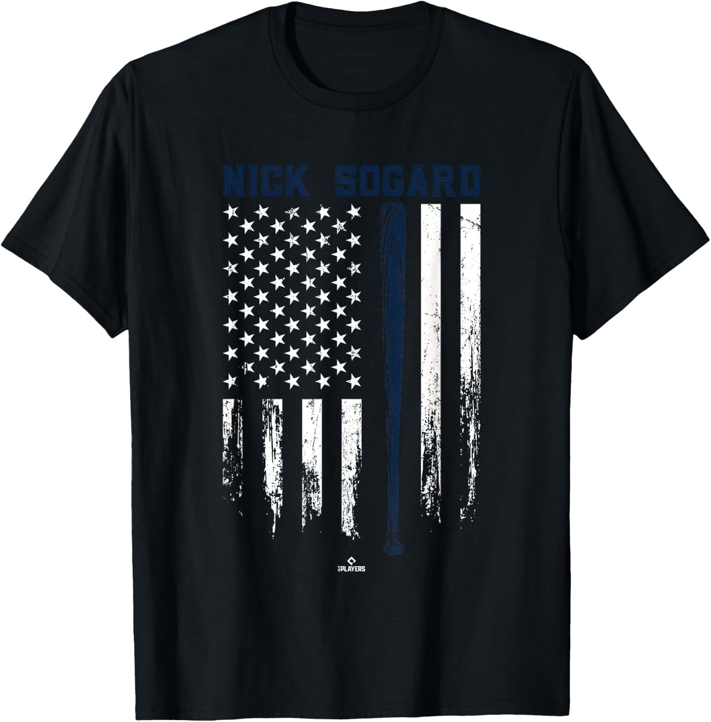 USA Flag Bat Nick Sogard Boston Baseball MLBPA T-Shirt - T-Shirt | Black