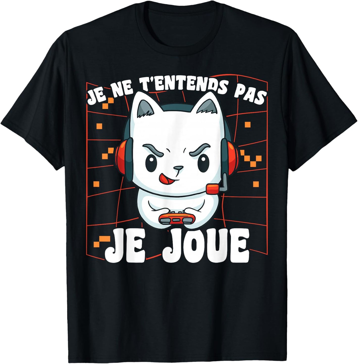 Kawaii Gamer Chat Je Ne T'T'ends Pas Je Joue Gaming Geek , Black, S T-Shirt - T-Shirt | Black
