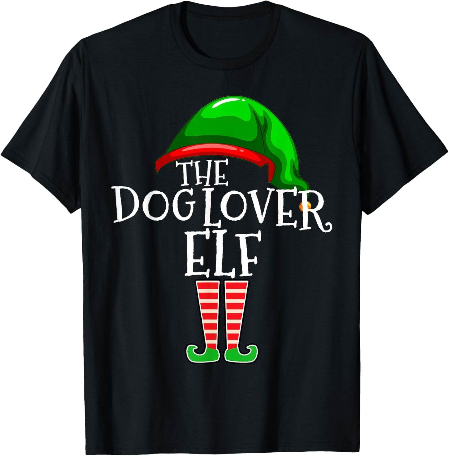 Dog Lover Elf Group Matching Family Christmas Mom Dad T-Shirt - T-Shirt | Black