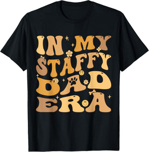 In My Staffy Dad Era Groovy Staffordshire Bull Terrier Dog Men Women Kids T-Shirt - T-Shirt | Black
