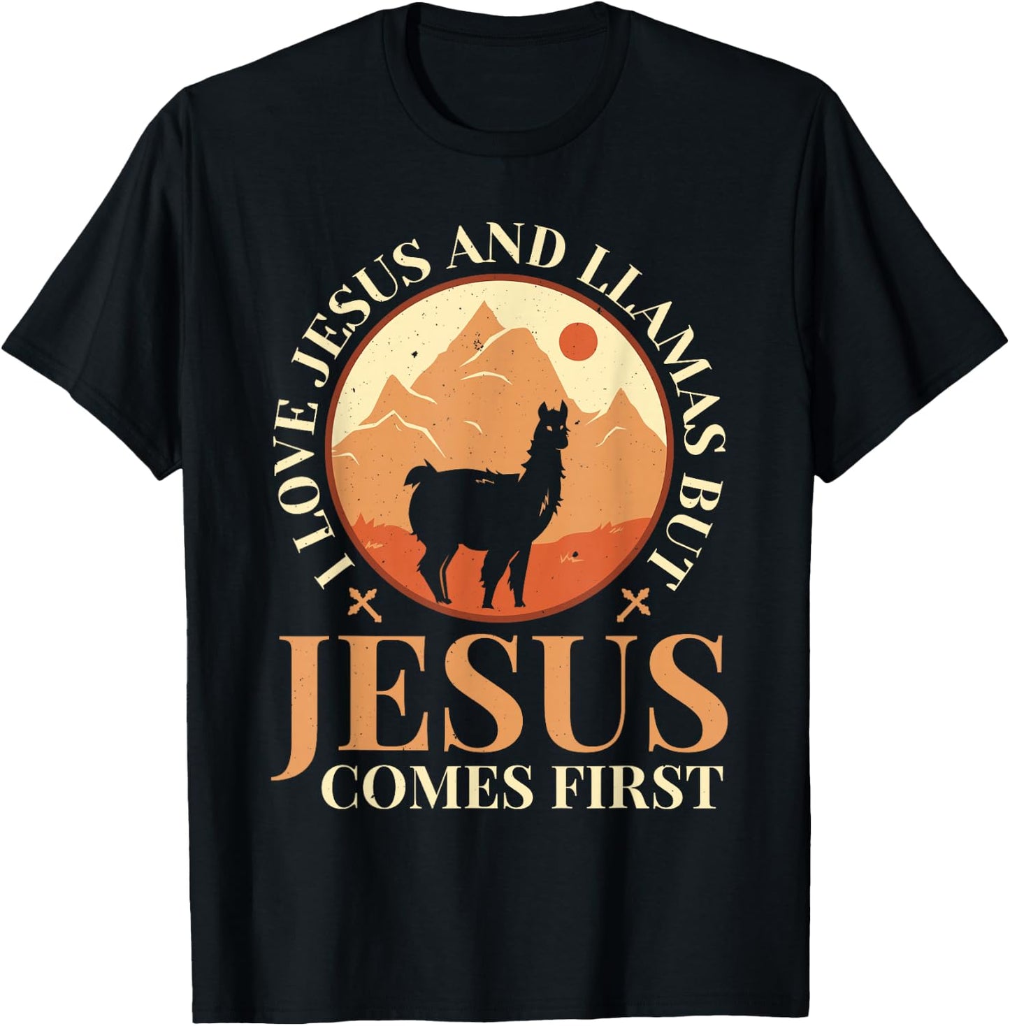 Llamas Lover Christian Religion Faith Jesus Catholic T-Shirt - T-Shirt | Black