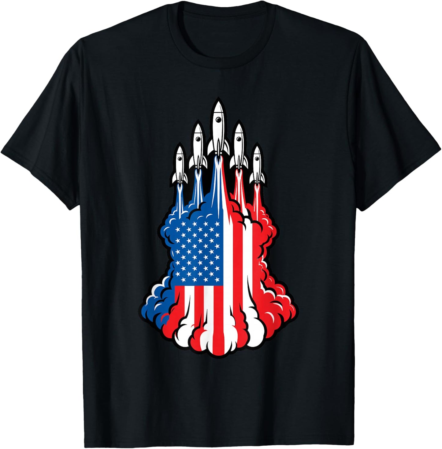 Cool Patriotic Shirts , Space Rocket American Flag T-Shirt - T-Shirt | Black