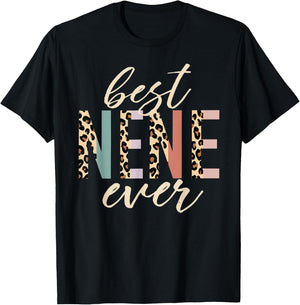 Best Nene Ever Gifts Leopard Print Mother's Day T-Shirt - T-Shirt | Black