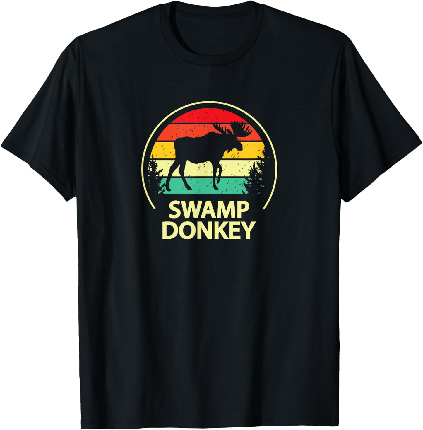 Retro Vintage Funny Swamp Donkey Moose T-Shirt - T-Shirt | Black