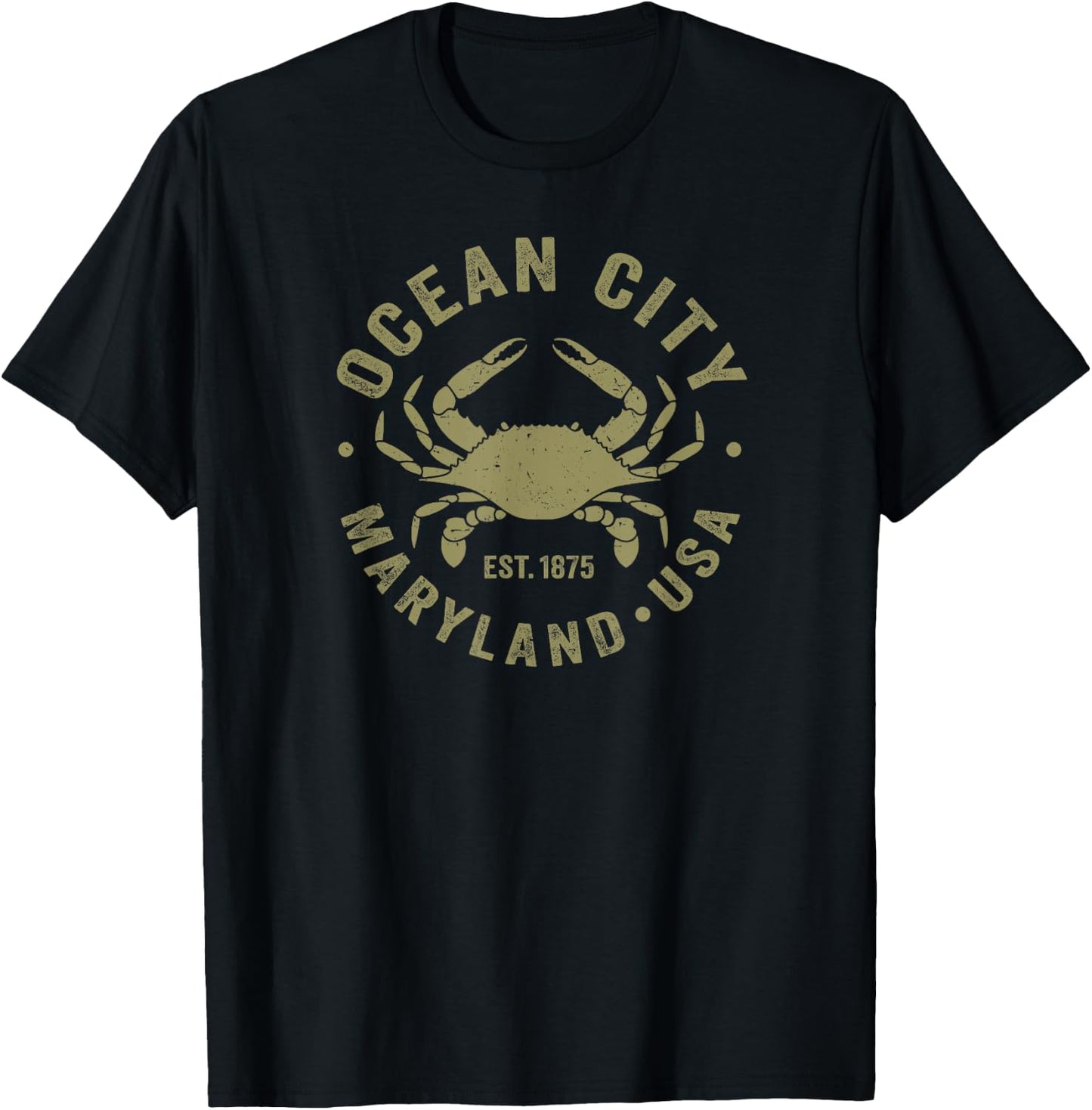 Ocean City Maryland Crab Retro Throwback Men Women Souvenir T-Shirt - T-Shirt | Black