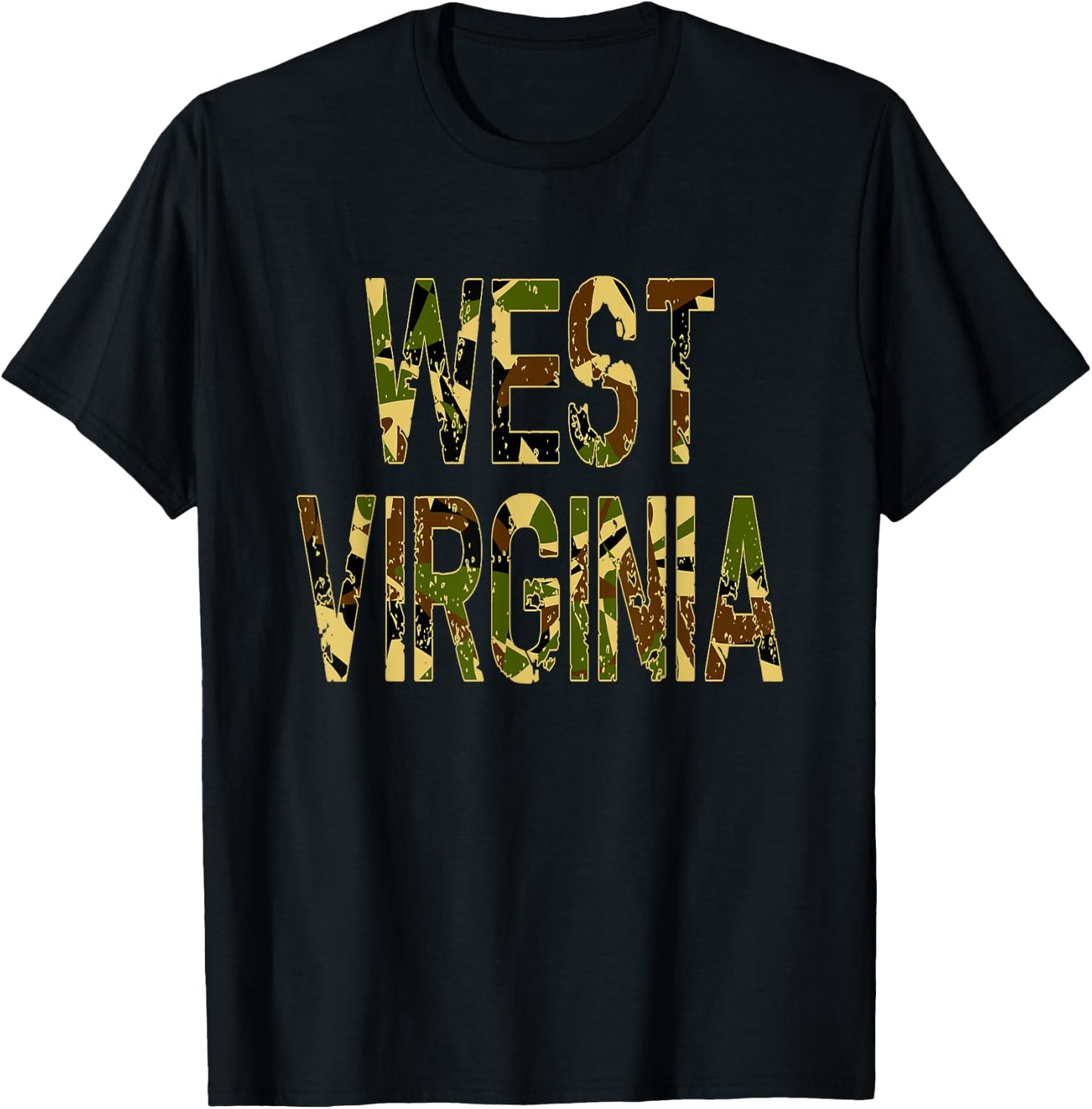 West Virginia Camo Distressed T-Shirt - T-Shirt | Black