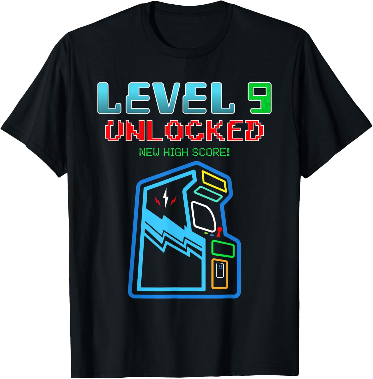 Level 9 Unlocked New High Score Arcade Game Birthday T-Shirt - T-Shirt | Black
