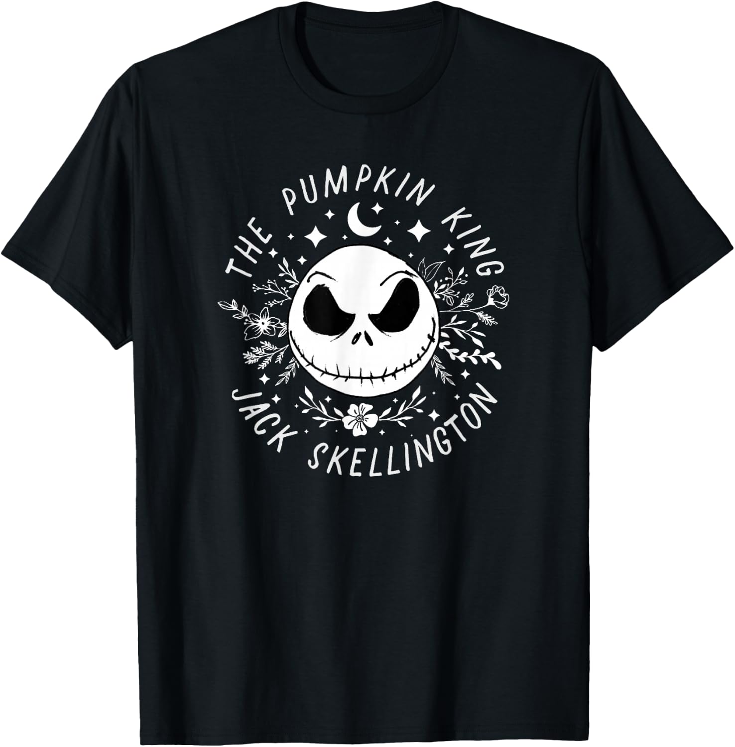 Disney Nightmare Before Christmas The Pumpkin King Floral T-Shirt - T-Shirt | Black