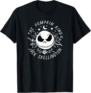 Disney Nightmare Before Christmas The Pumpkin King Floral T-Shirt - T-Shirt | Black