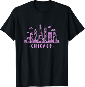 Chicago Skyline Illinois Vintage T-Shirt - T-Shirt | Black