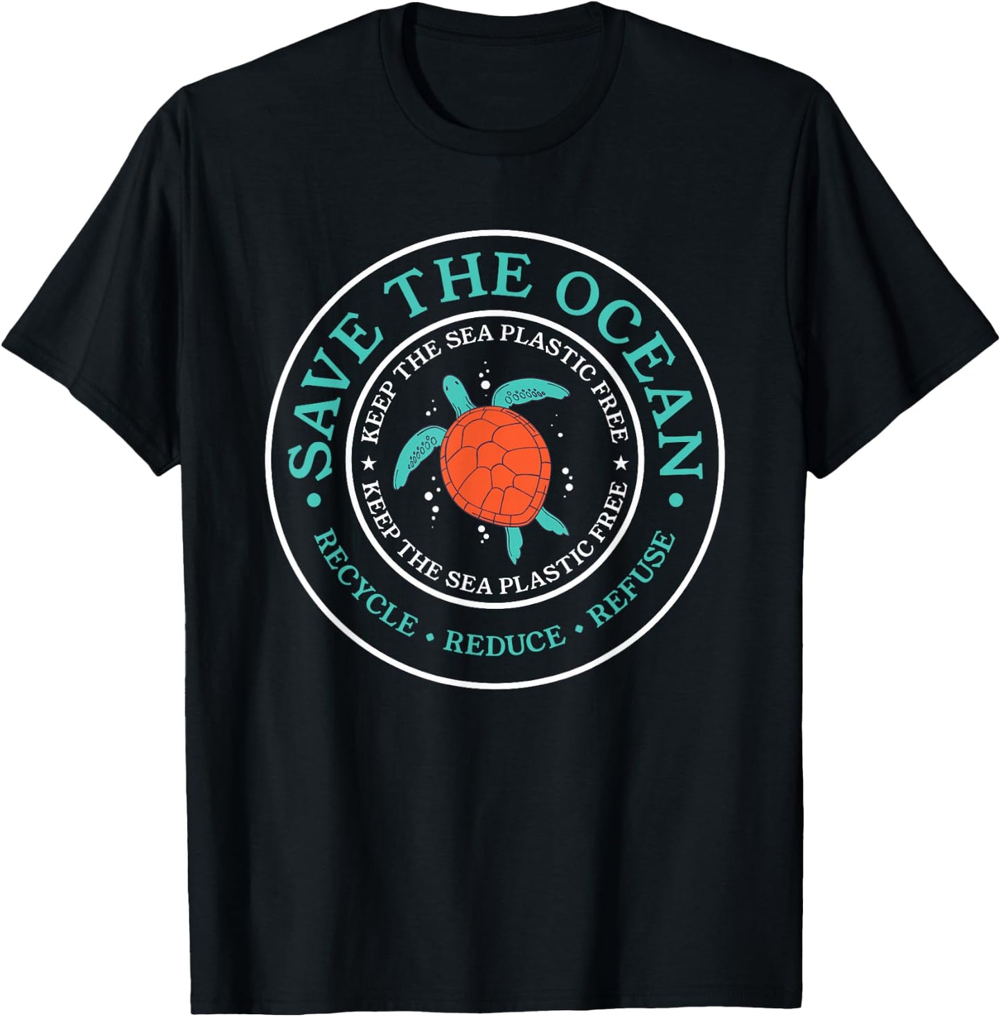 Save The Ocean Lovely Earth Day Sea Kunststoffstrohhalm frei T-Shirt - T-Shirt | Black