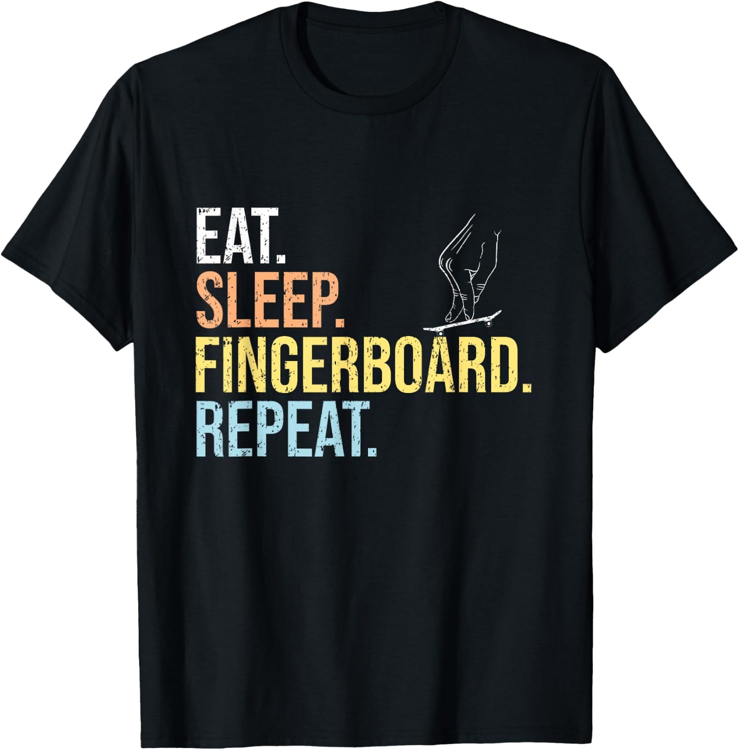Eat Sleep Fingerboard Repeat Fingerboarding Shirt Skater T-Shirt - T-Shirt | Black
