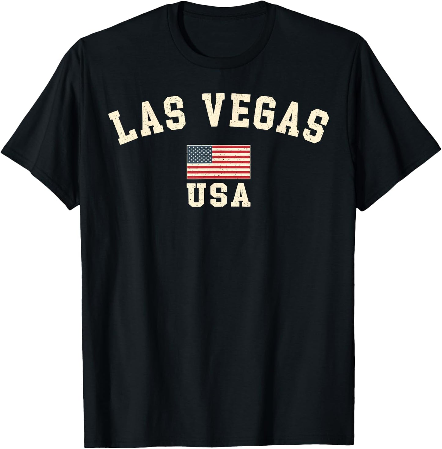 Vintage Las Vegas USA American Flag Nevada Souvenir Retro T-Shirt - T-Shirt | Black