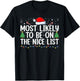 Most Likely To Be On The Nice List Funny Family Christmas T-Shirt - T-Shirt | Black