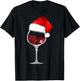 Wine Glass Christmas T Shirt Wine lovers Santa Hat Shirt T-Shirt - T-Shirt | Black