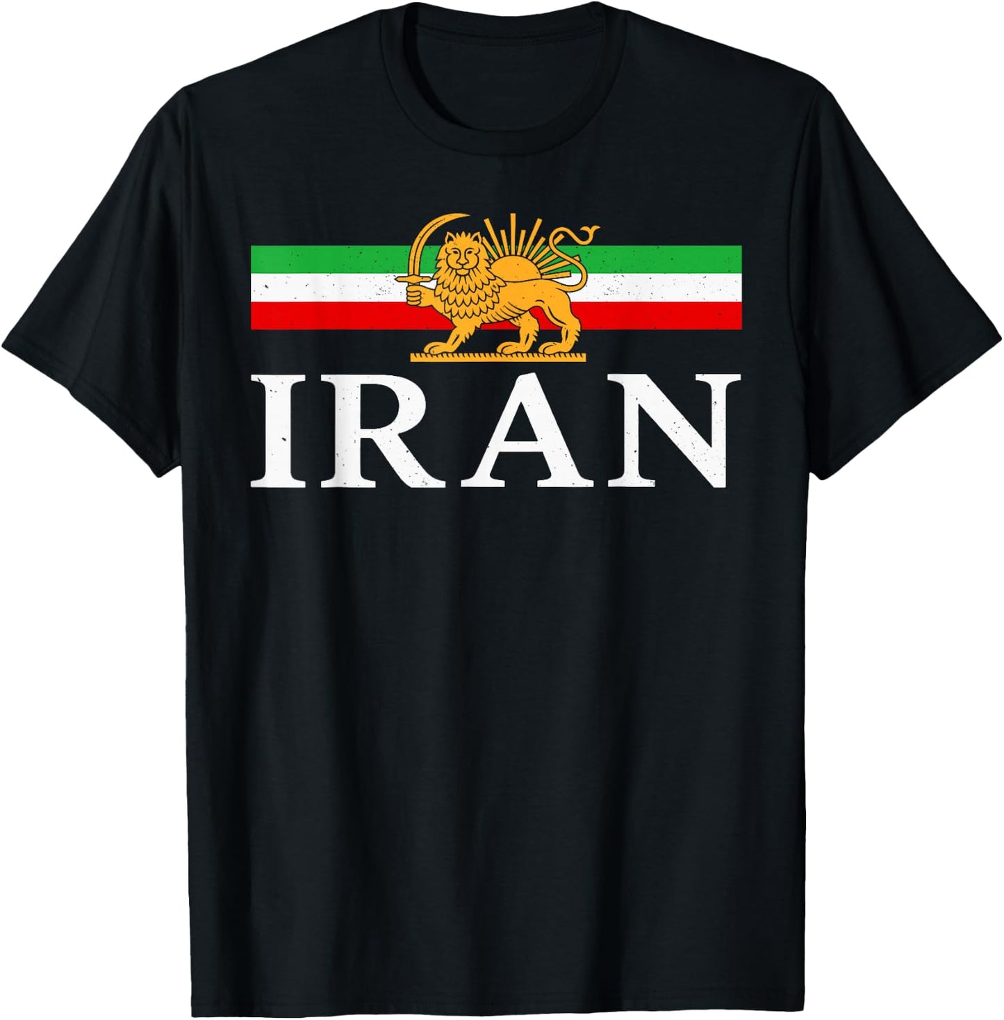 Iran Lion Sun Flag,Iran,Persian,Flag of Iran T-Shirt - T-Shirt | Black