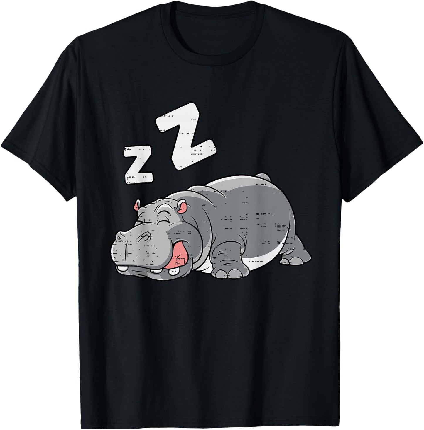 Tired Hippo Funny Hippo Lovers T-Shirt - T-Shirt | Black