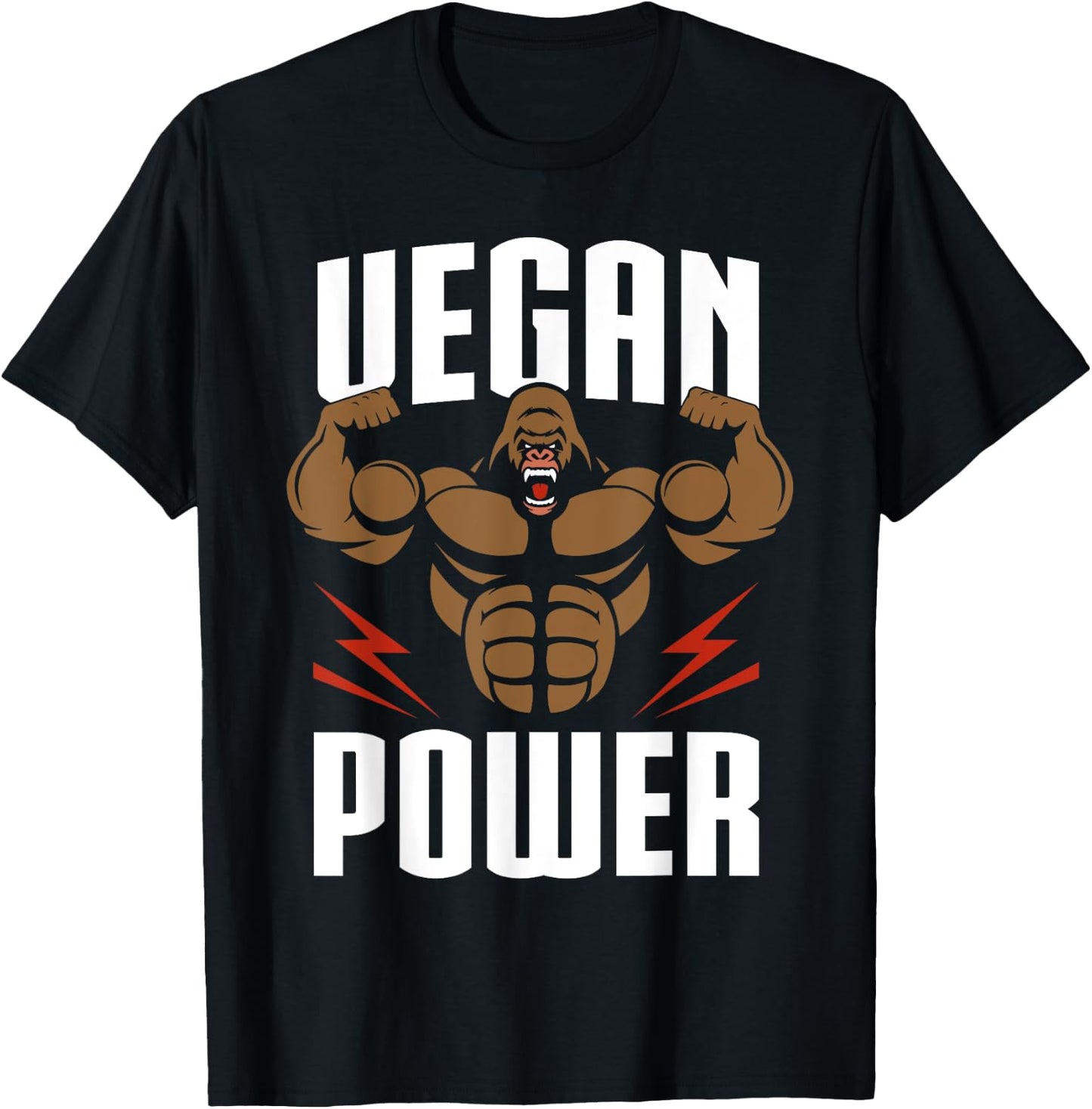 Vegan Power - Gorilla Workout & Gym Bodybuilding T-Shirt - T-Shirt | Black