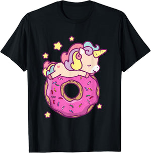 Cute Unicorn Donut Girls Kids, Donut Day June 2021 T-Shirt - T-Shirt | Black