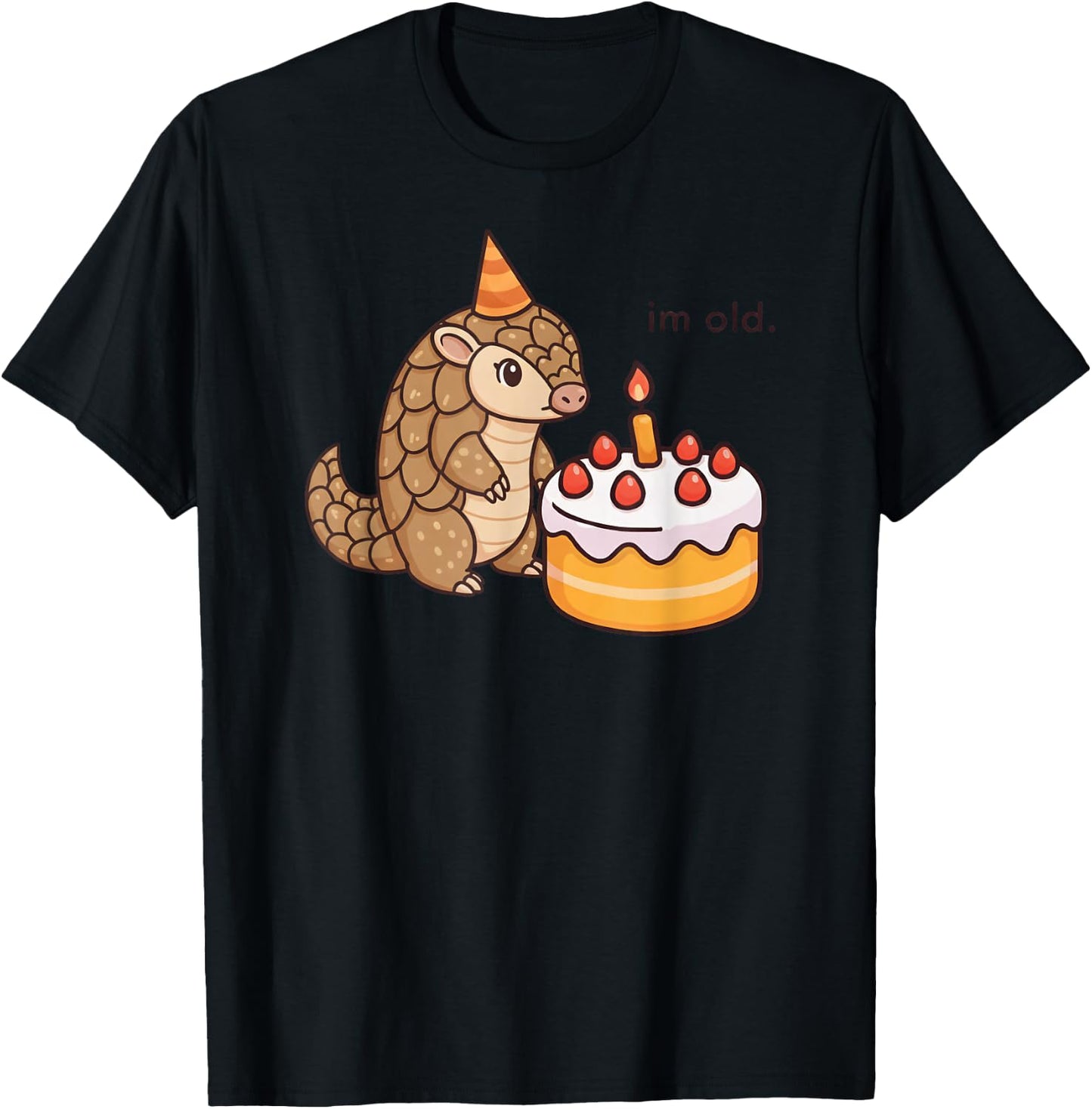 Funny Pangolin Birthday Im Old Bday Cake Animal Boys Girls T-Shirt - T-Shirt | Black