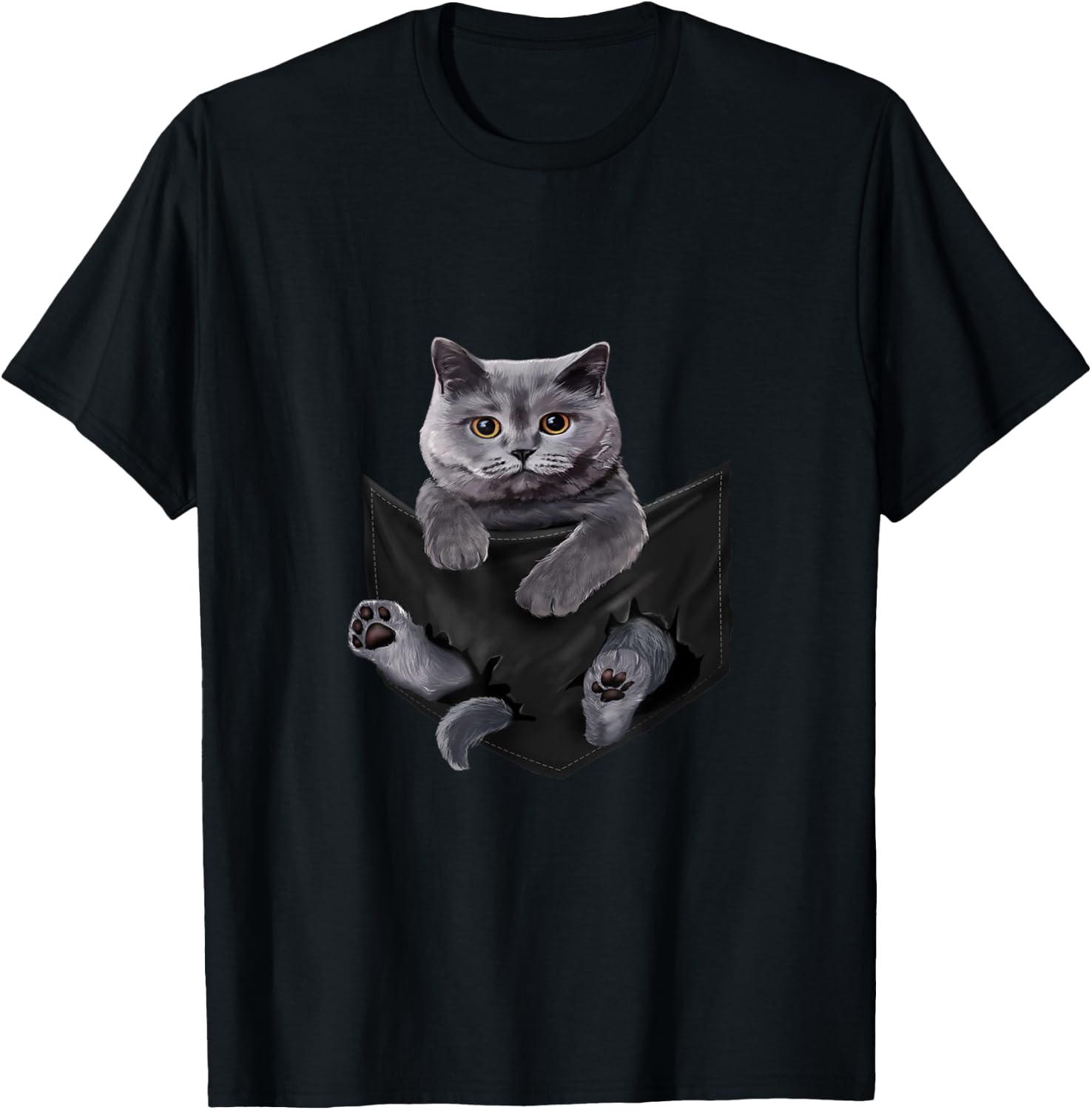 Cat Lovers British Shorthair In Pocket Funny Kitten Men Women Girls Kids T-Shirt - T-Shirt | Black