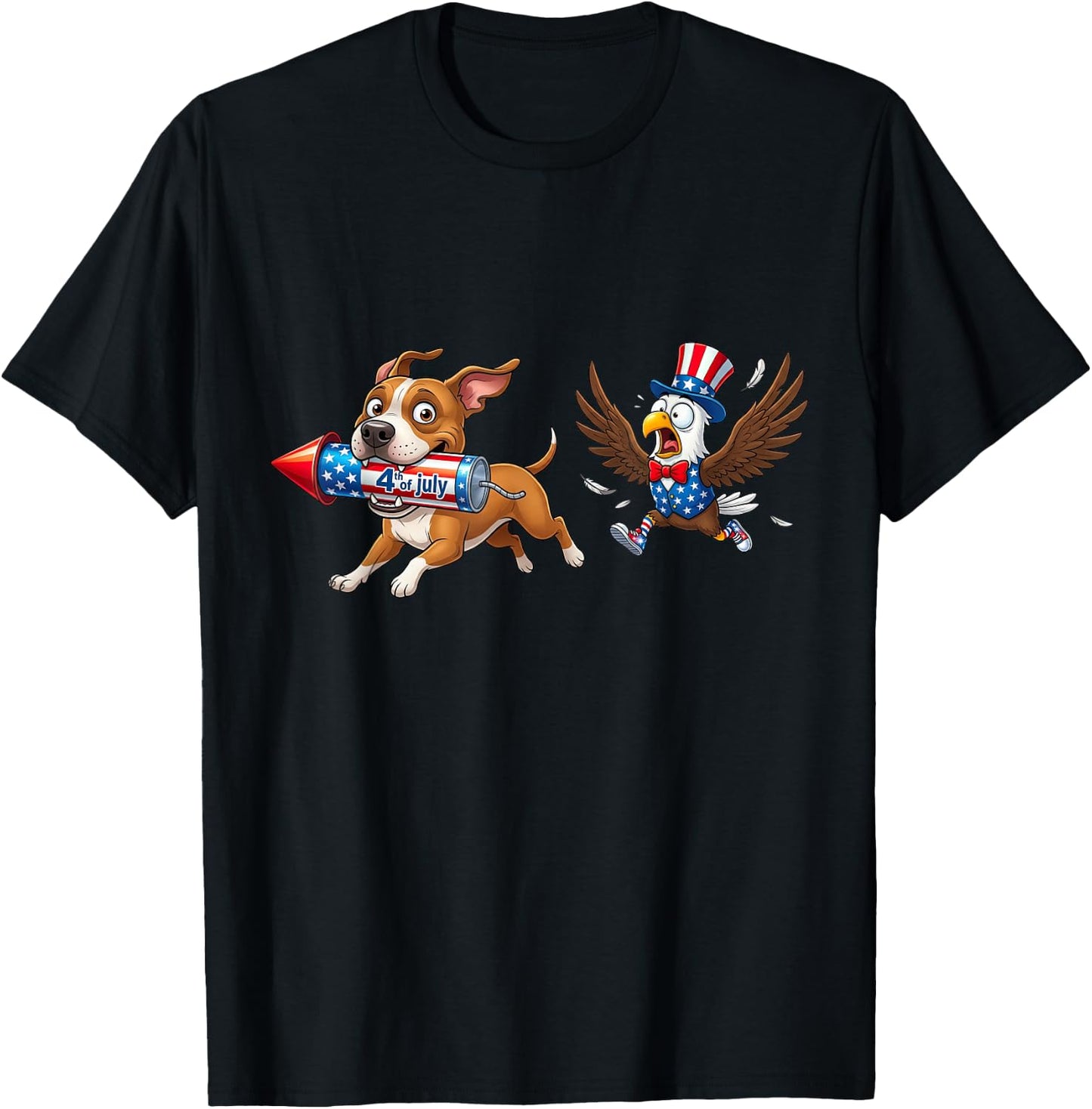 American Staffordshire Terrier American USA Flag 4th of July T-Shirt - T-Shirt | Black
