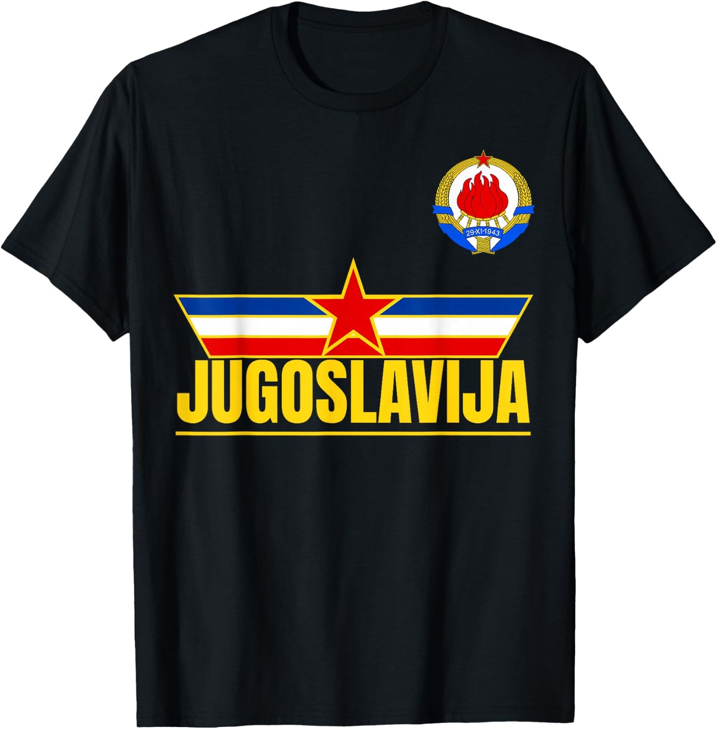 Jugoslavija Zastava Zvezda Yugoslavia Flag Yugoslavian T-Shirt - T-Shirt | Black