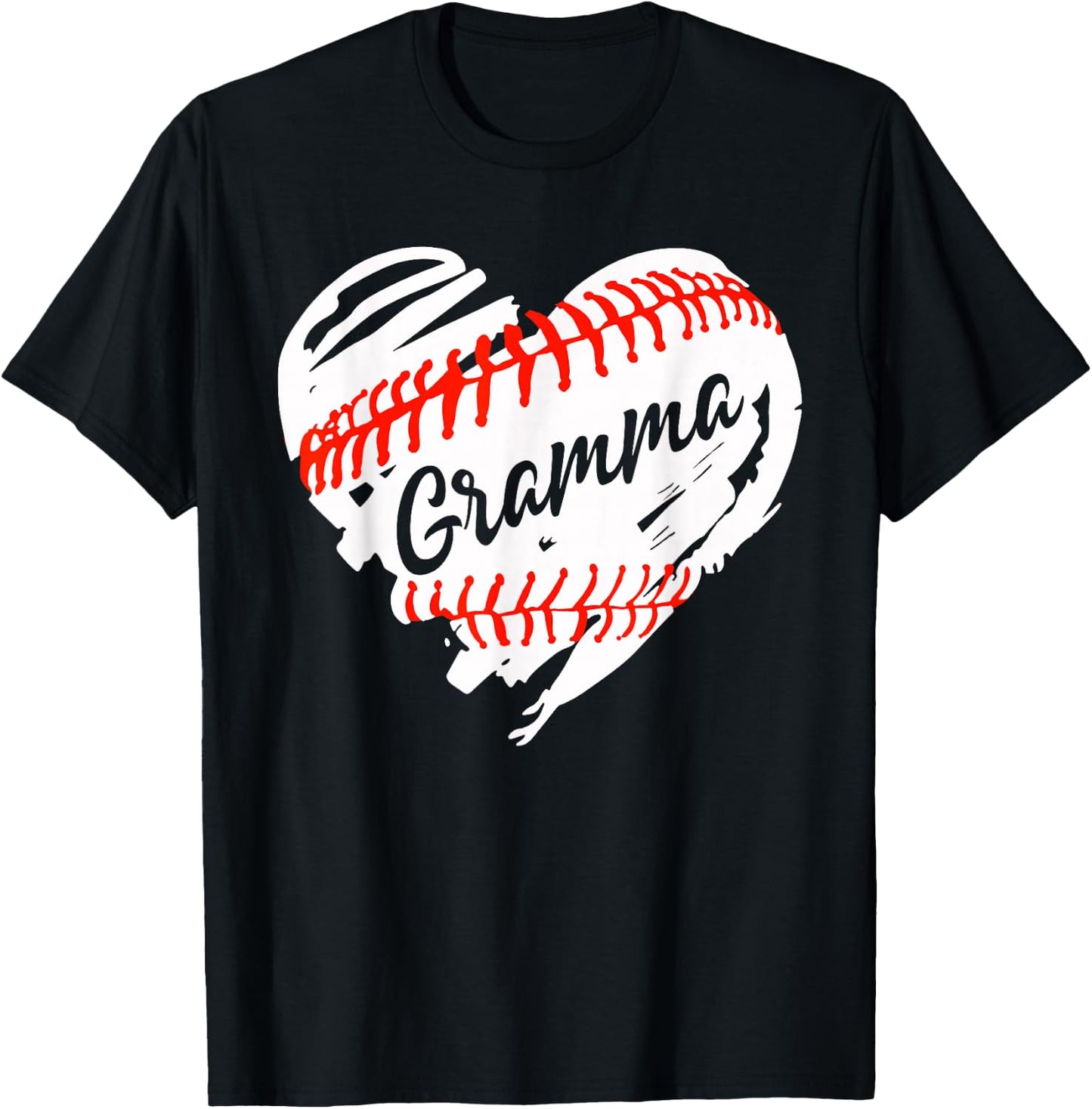 Baseball Heart Baseball Gramma Women Softball Mom Short T-Shirt - T-Shirt | Black