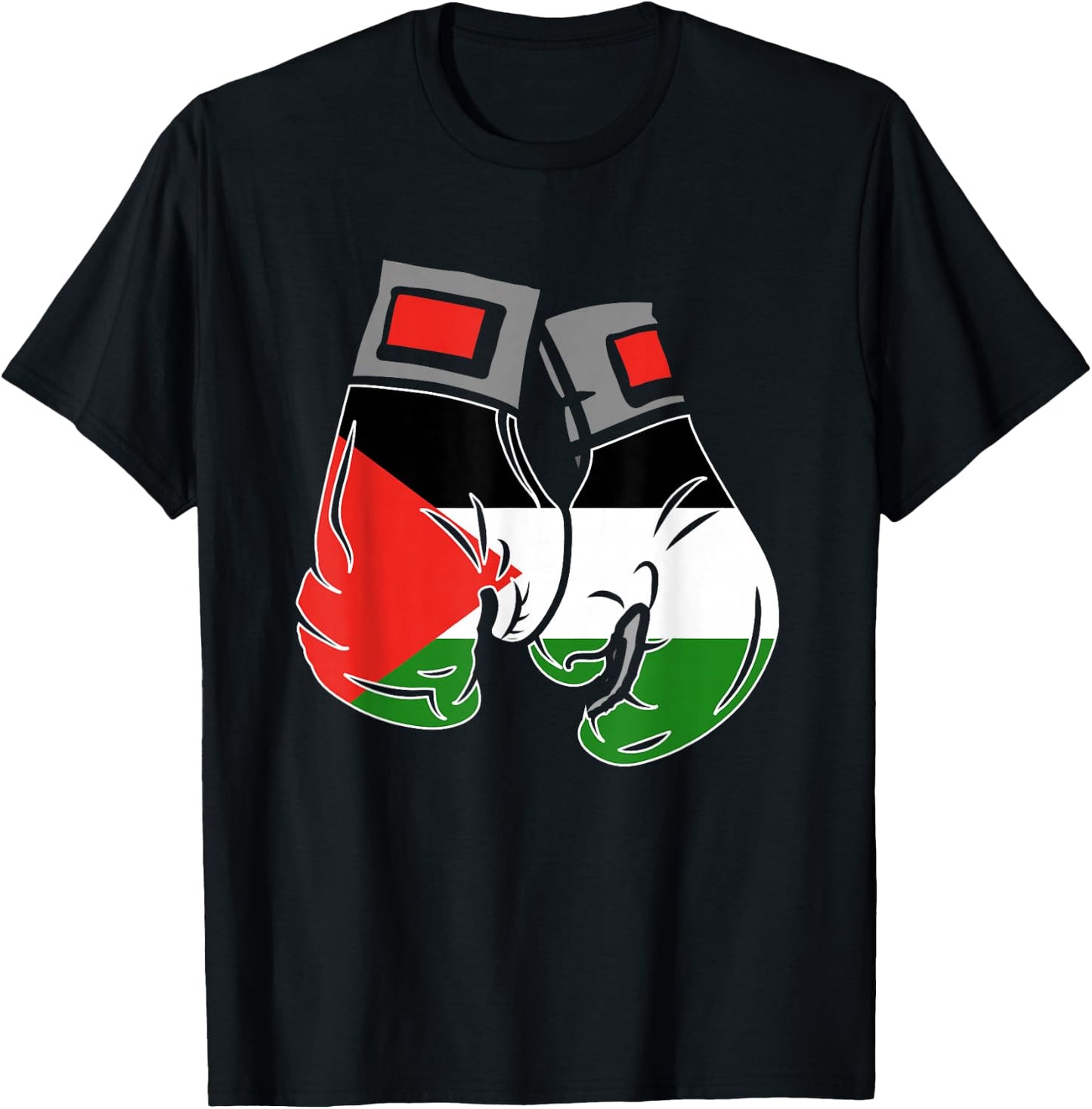 Boxing Glove with Palestine Flag , Black, S T-Shirt - T-Shirt | Black