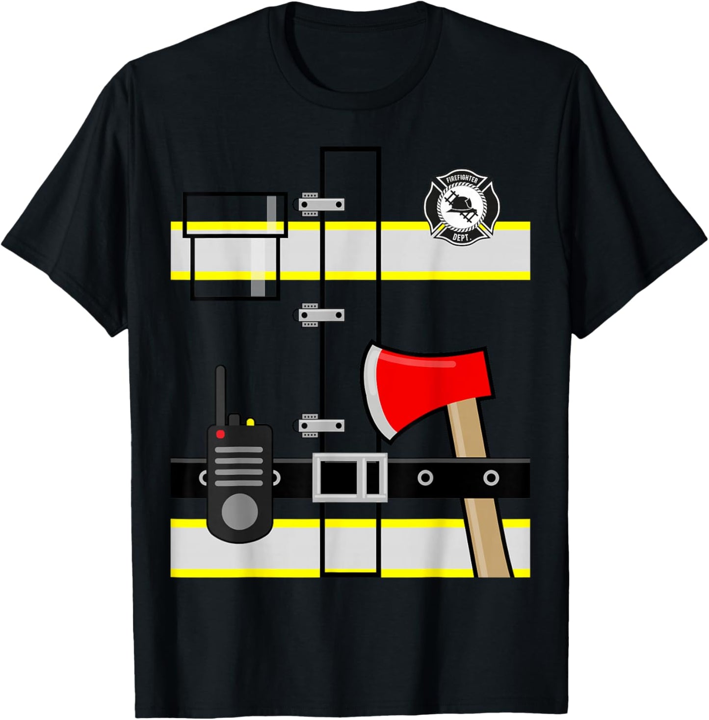 Kids Fireman Shirt Halloween Children's Firefighter T-Shirt - T-Shirt | Black