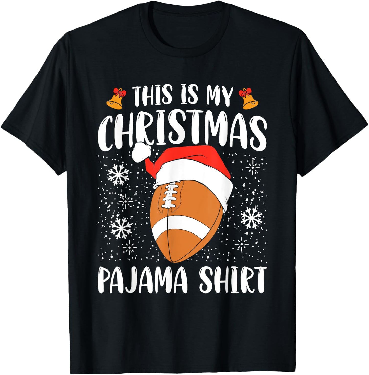 This Is My Christmas Pajama Shirt Football Xmas Sports T-Shirt - T-Shirt | Black