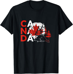 Canada – Beaver Wilderness & Maple Syrup Vibes T-Shirt - T-Shirt | Black