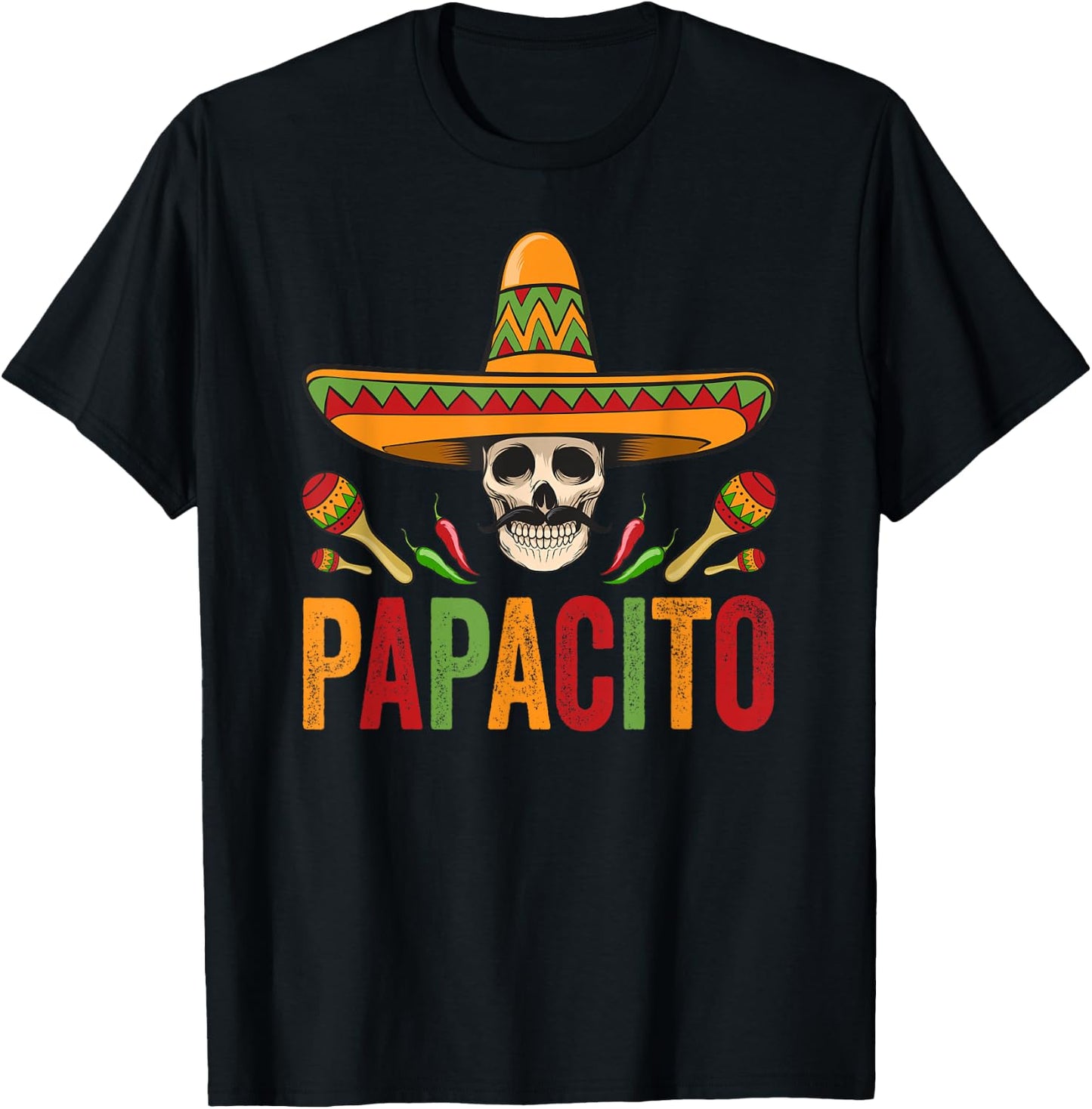 Papacito Shirt Funny Mexican Skull Cinco De Mayo T-Shirt - T-Shirt | Black