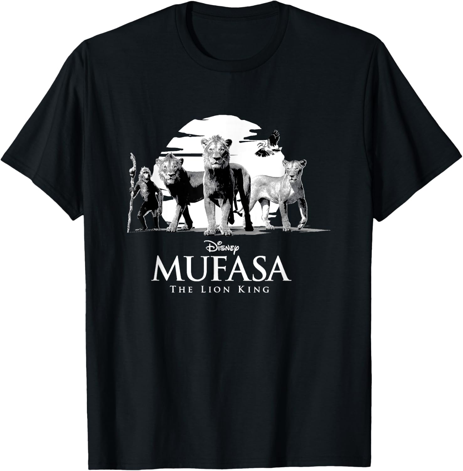 Disney Mufasa: The Lion King Monochromatic Sunset , Black, S T-Shirt - T-Shirt | Black