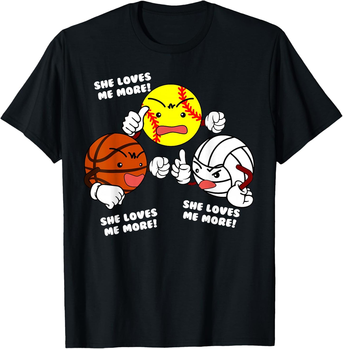 She Loves Me More Funny Softball Basketball Volleyball T-Shirt - T-Shirt | Black
