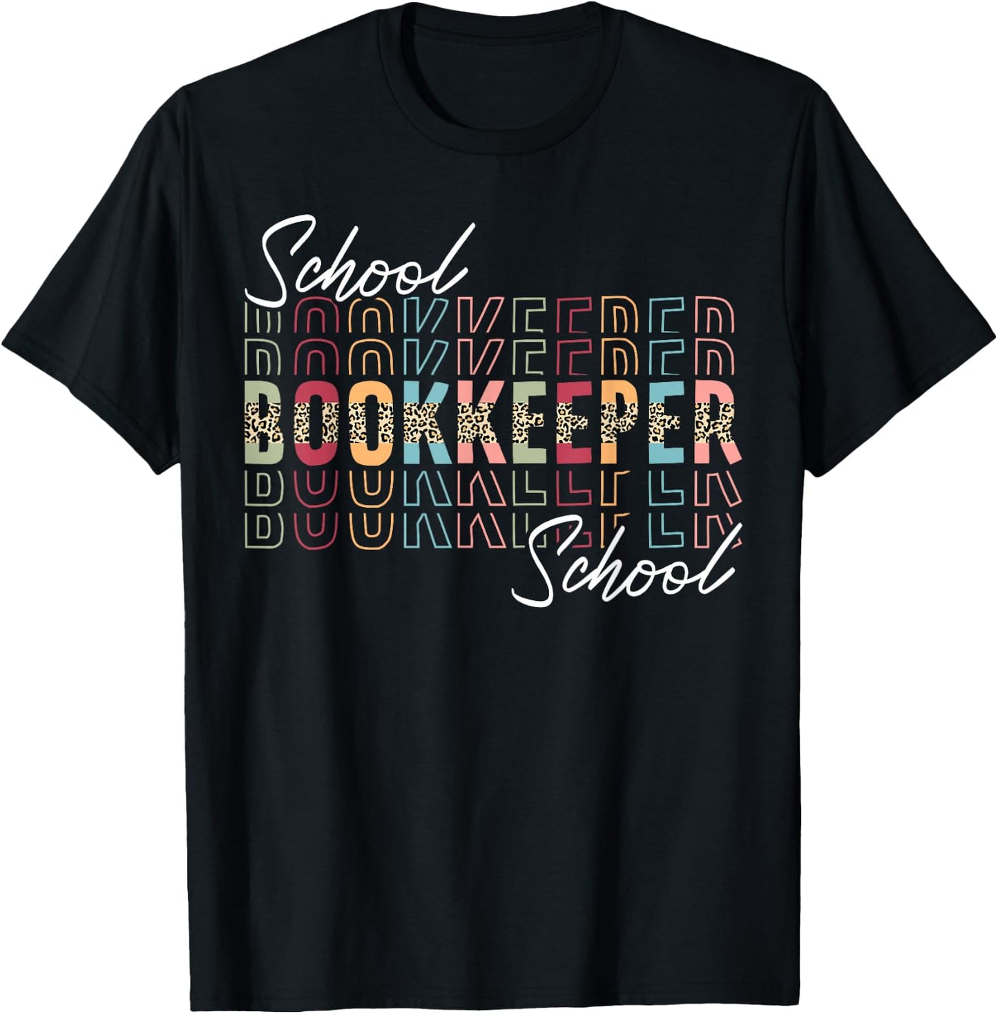 School Bookkeeper Appreciation Leopard T-Shirt - T-Shirt | Black