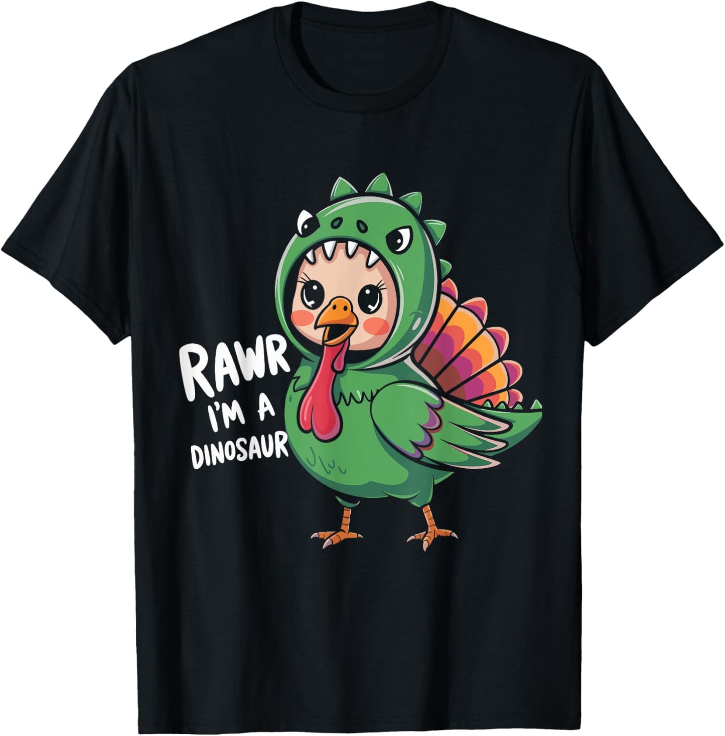 Thanksgiving Dinosaur Turkey Rawr I'm a Dinosaur Kids Boys T-Shirt - T-Shirt | Black