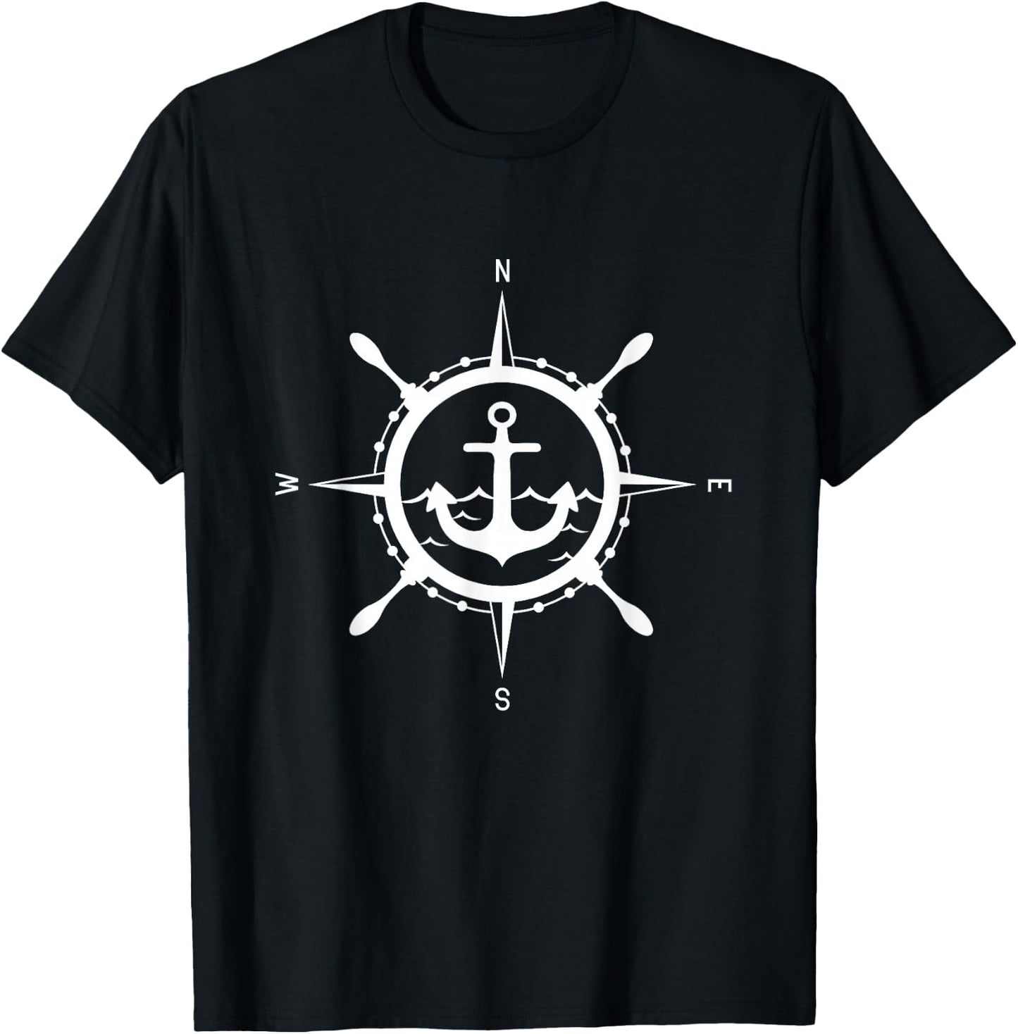 Compass Anchor Nautical Design with Compass Captain Sailor , black T-Shirt - T-Shirt | Black