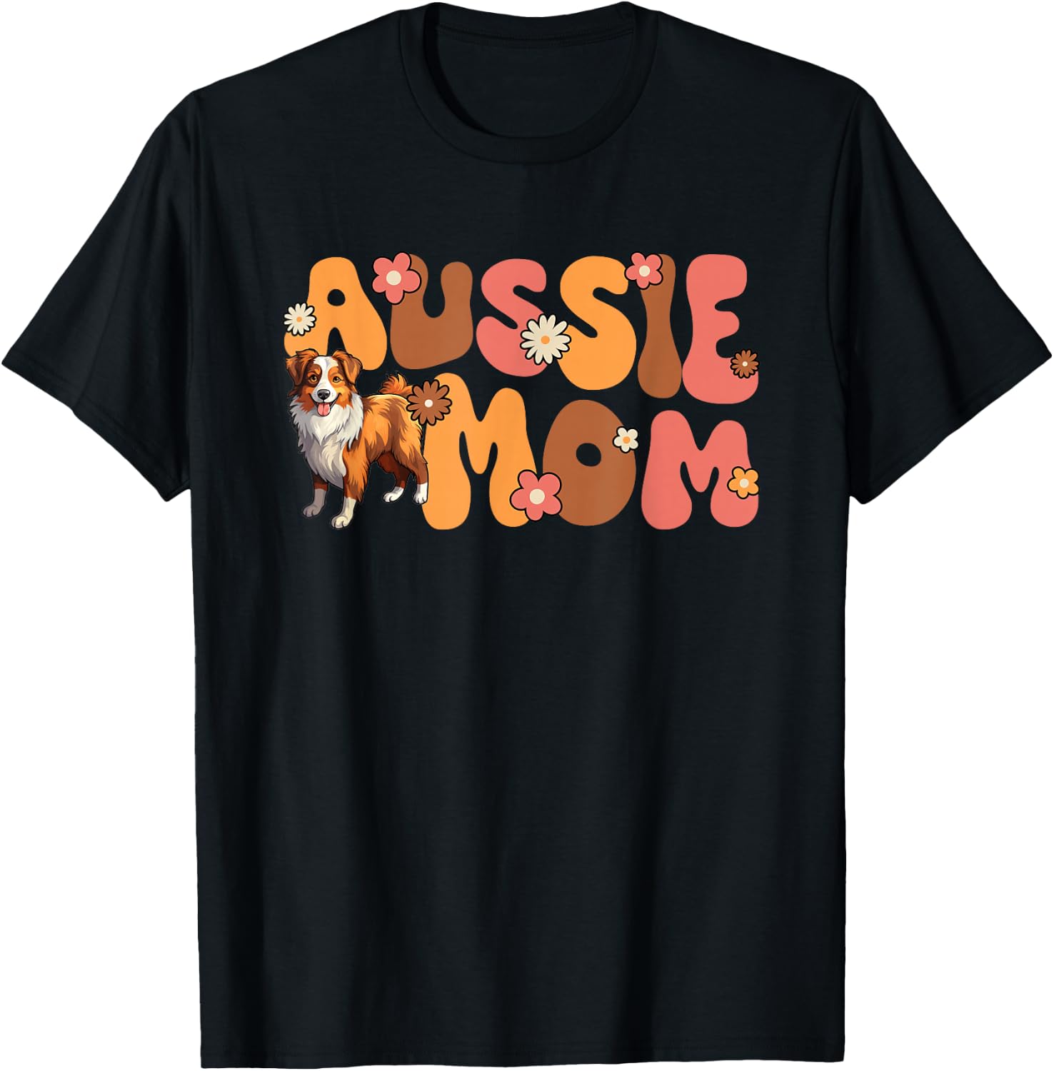 Australian Shepherd Red Tri Groovy Aussie mom T-Shirt - T-Shirt | Black