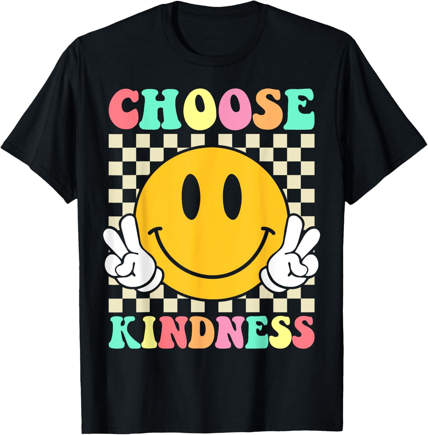 Choose Kindness Retro Groovy Be Kind Inspirational T-Shirt - T-Shirt | Black