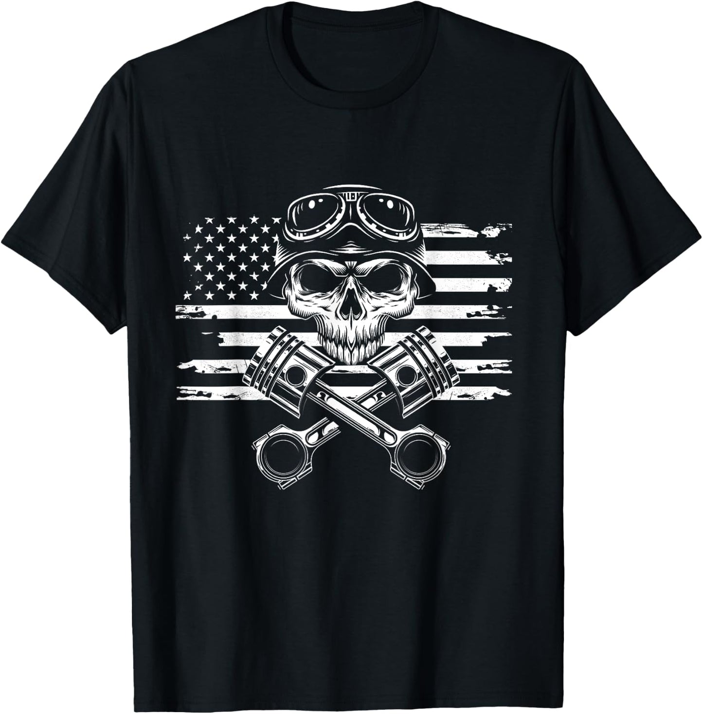 American Flag Motorcycle Apparel - Motorcycle T-Shirt - T-Shirt | Black