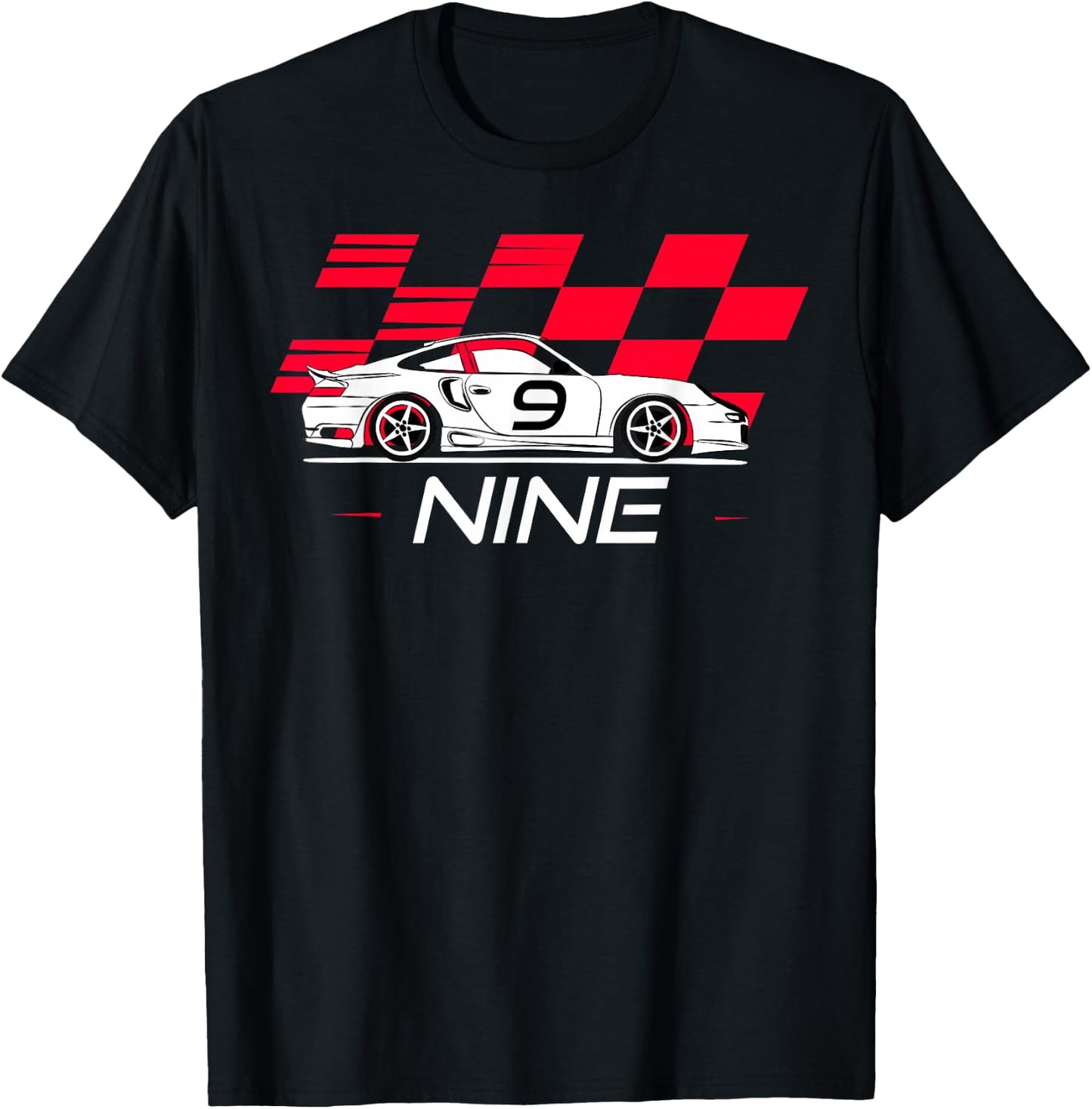 Race Car 9th Birthday Nine Year Old Boy Party T-Shirt - T-Shirt | Black