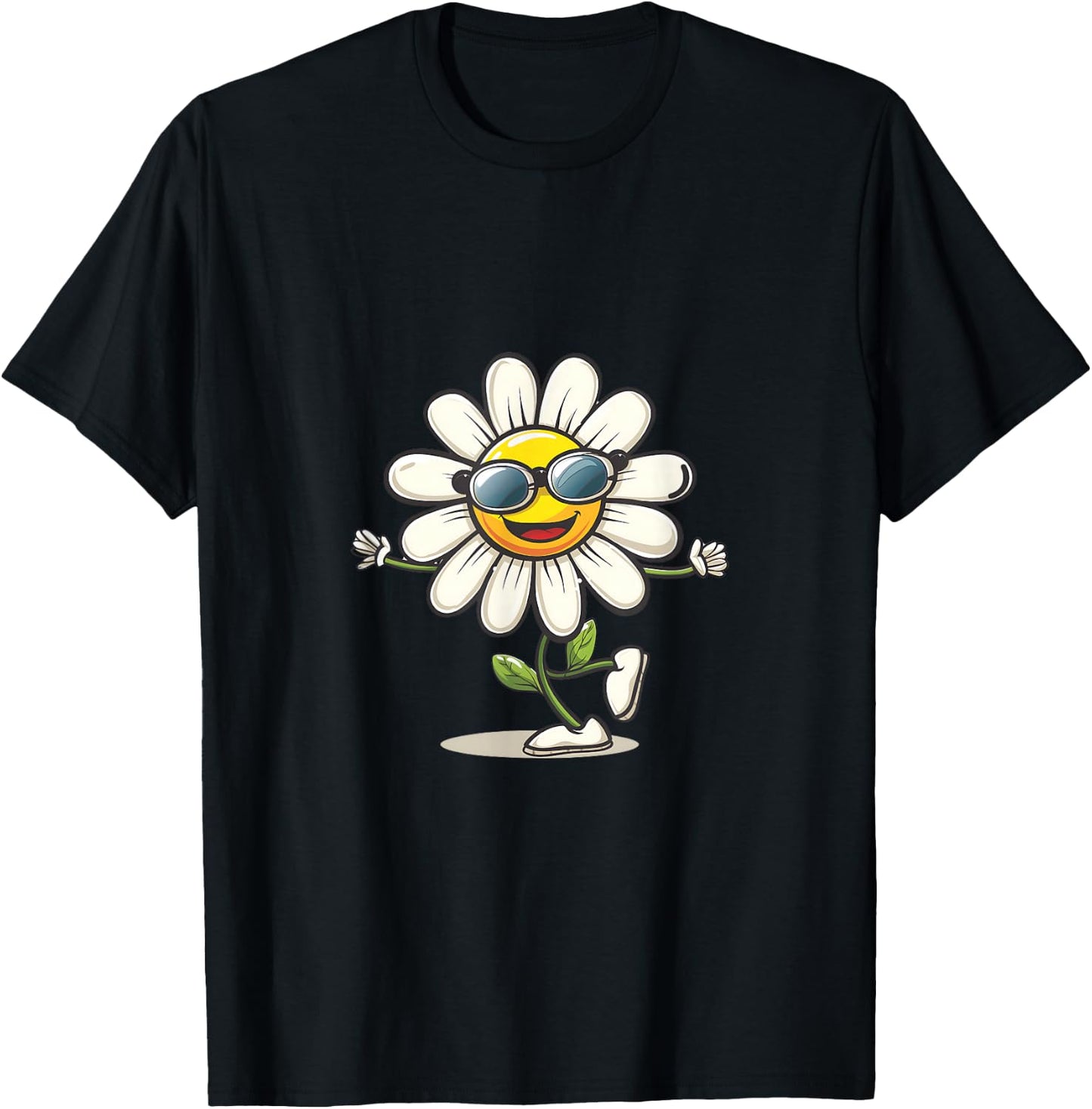 Lustige tanzende Gänseblümchen Maiblume mit Sonnenbrille T-Shirt - T-Shirt | Black