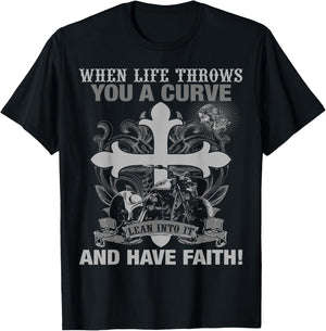 Christian Biker T Shirt Have Faith Motorcycle Design T-Shirt - T-Shirt | Black