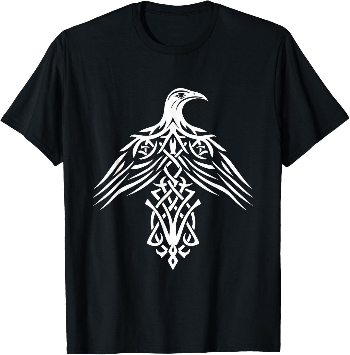 Raven Bird Crow Norse Mythology Celtic Knots T-Shirt - T-Shirt | Black