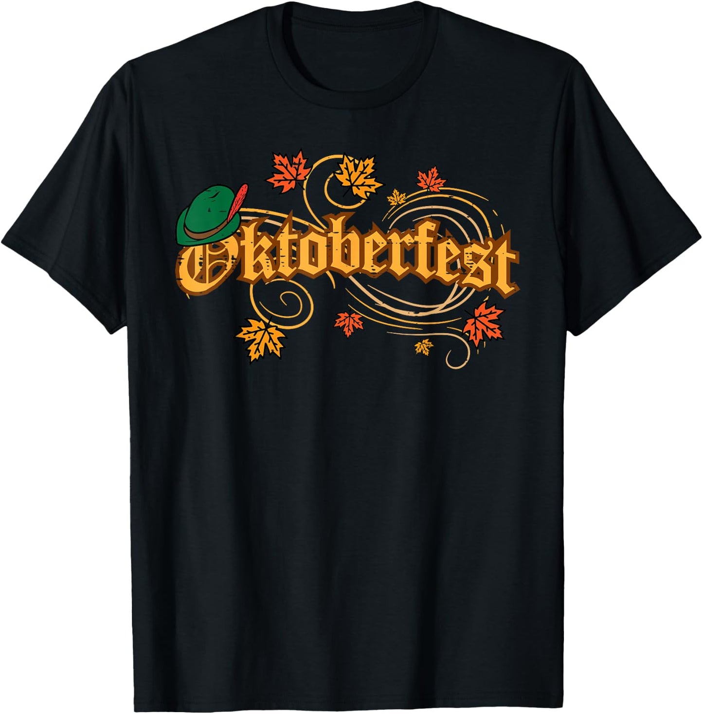 Oktoberfest Fall Autumn Leaves German Costume Women Men Kids T-Shirt - T-Shirt | Black