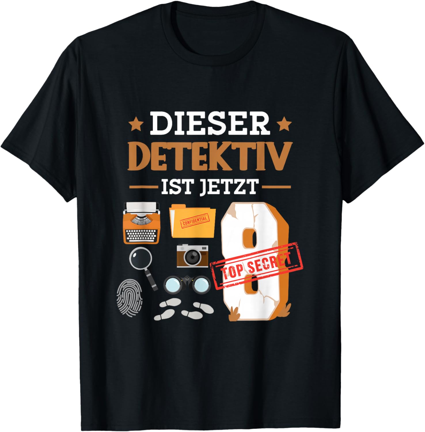 Dieser Detektiv Ist Jetzt 8 - Detektiv 8. Geburtstag Kinder T-Shirt - T-Shirt | Black