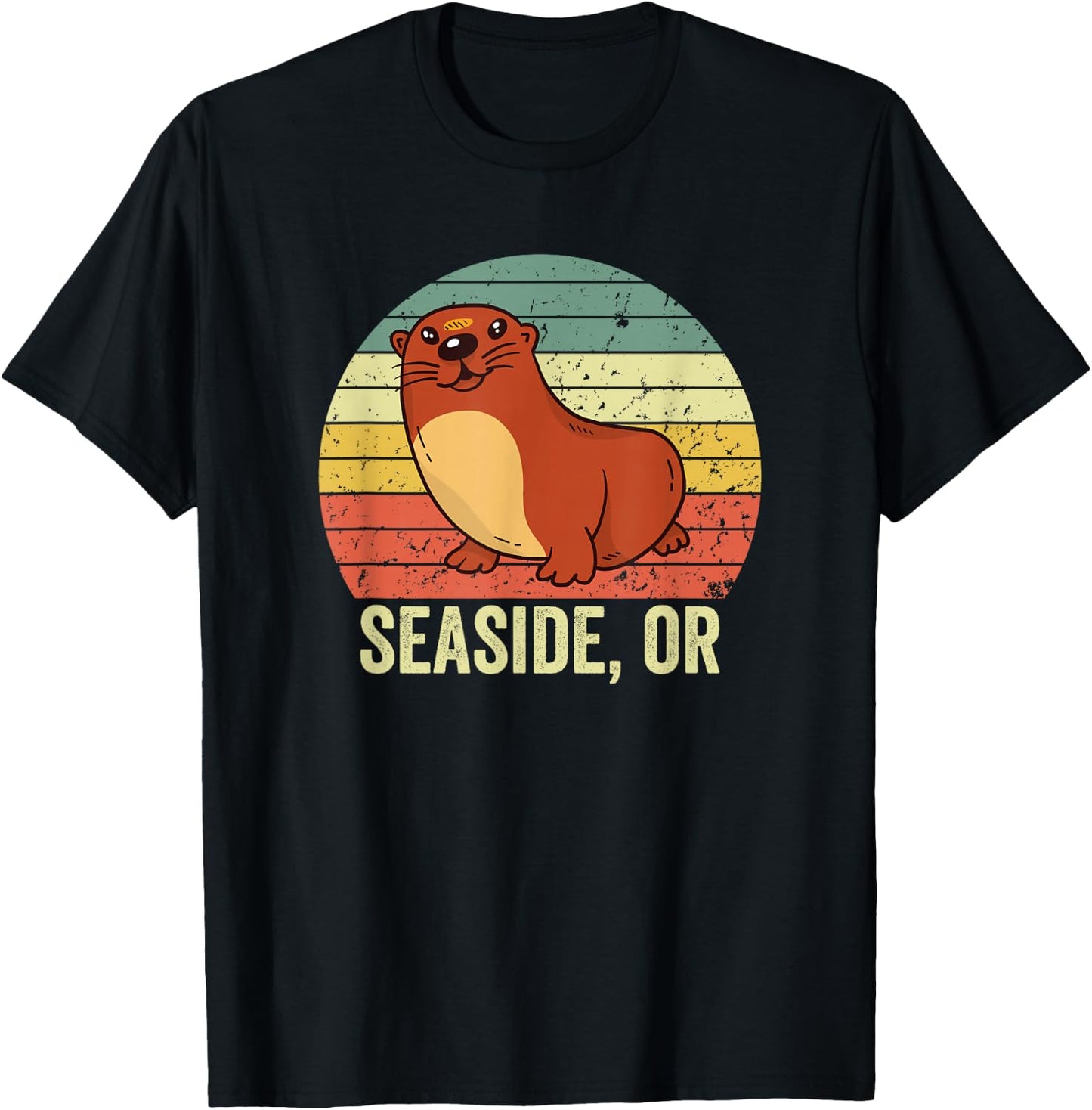 Seaside Oregon Otter, Seaside Oregon T-Shirt - T-Shirt | Black